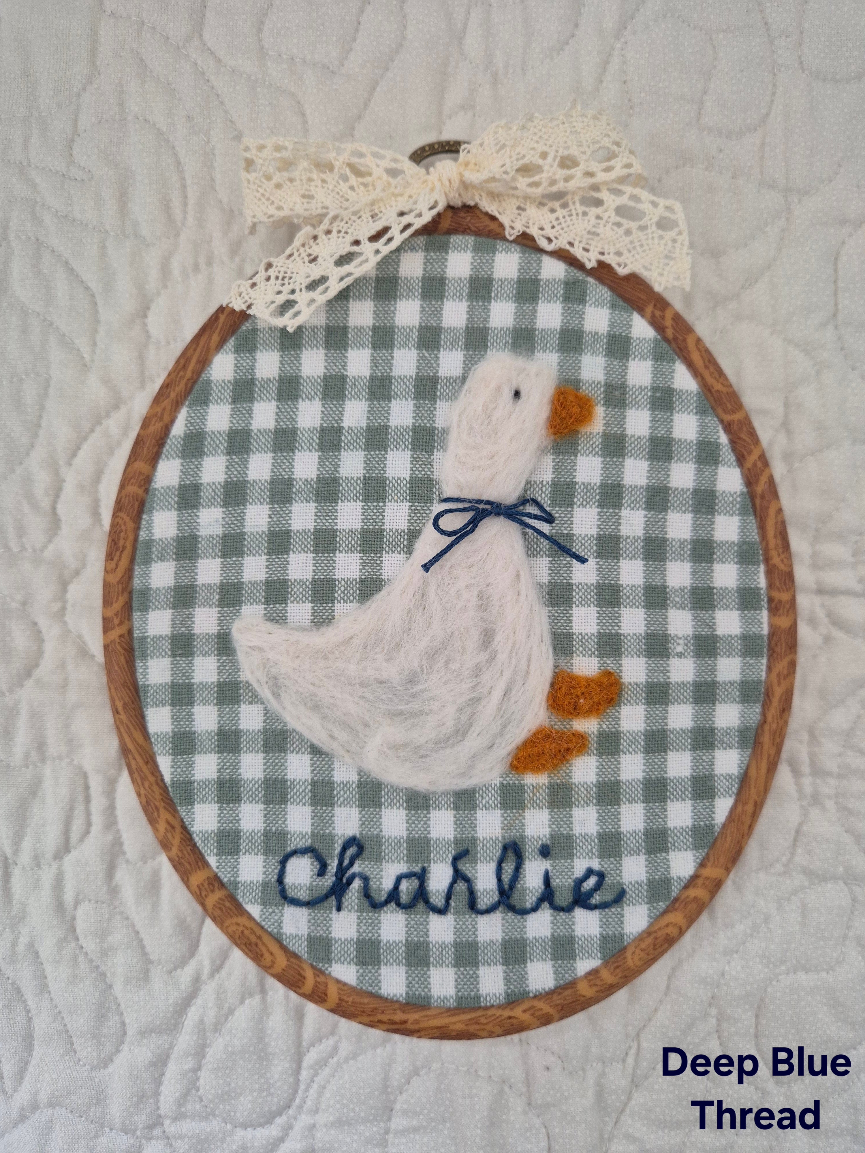 Felted Goose Embroidery Hoop.