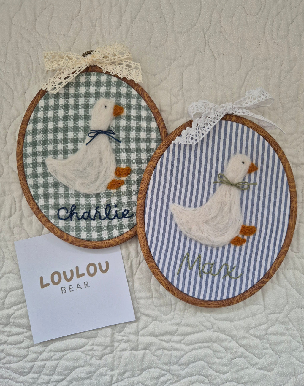 Felted Goose Embroidery Hoop.