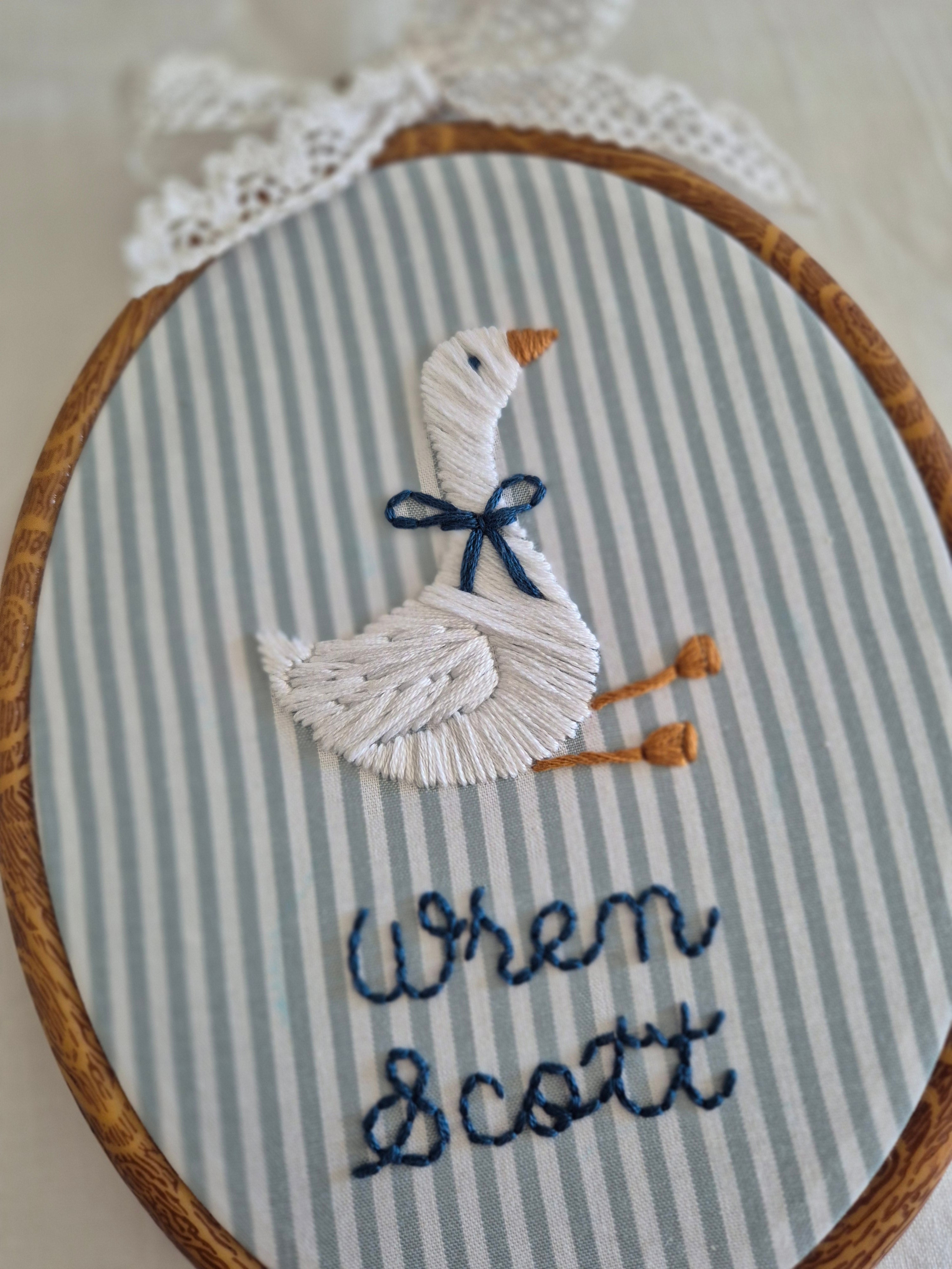 Personalised Embroidery Hoop with Goose