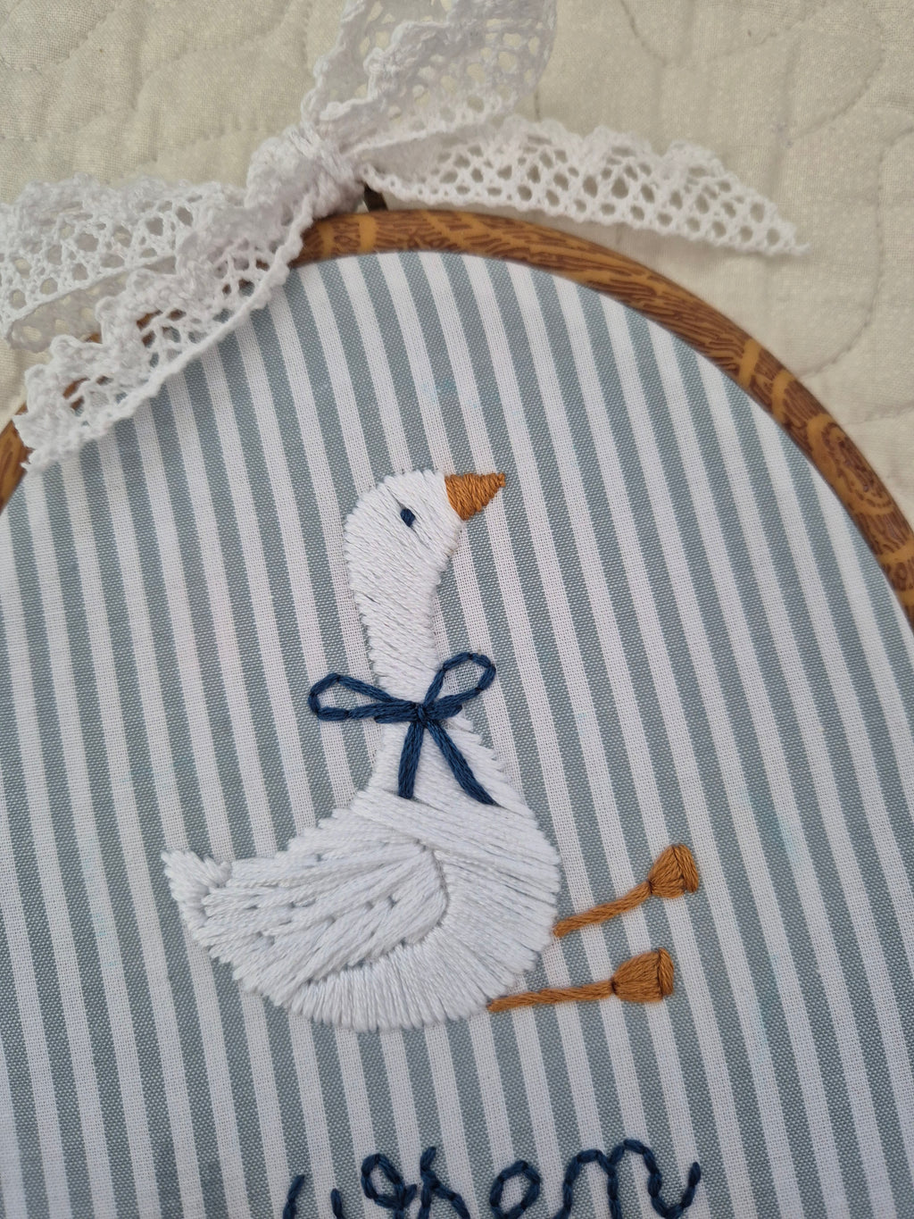 Personalised Embroidery Hoop with Goose