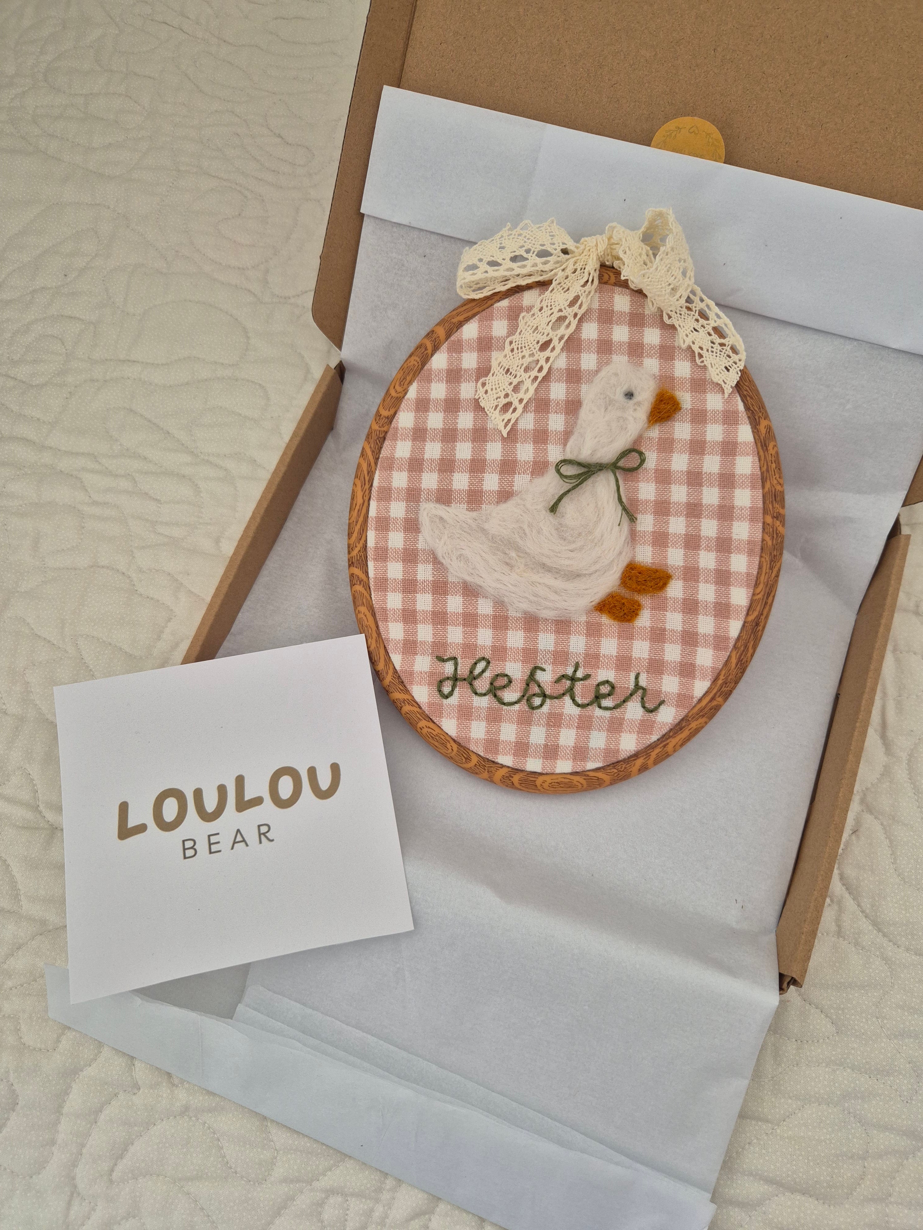 Felted Goose Embroidery Hoop.