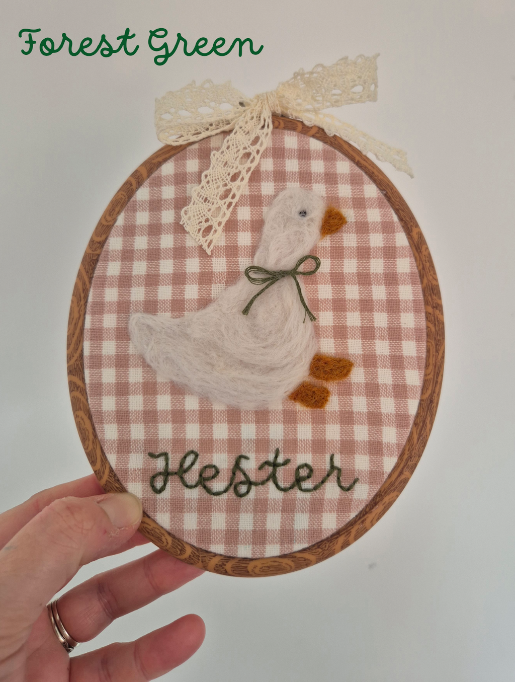 Felted Goose Embroidery Hoop.