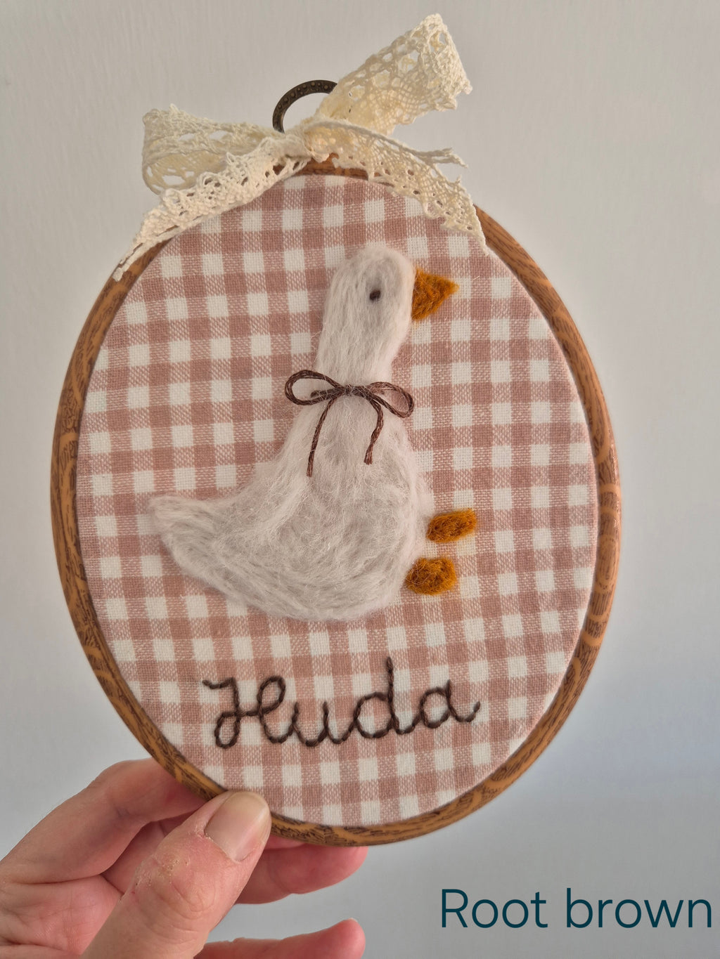 Felted Goose Embroidery Hoop.