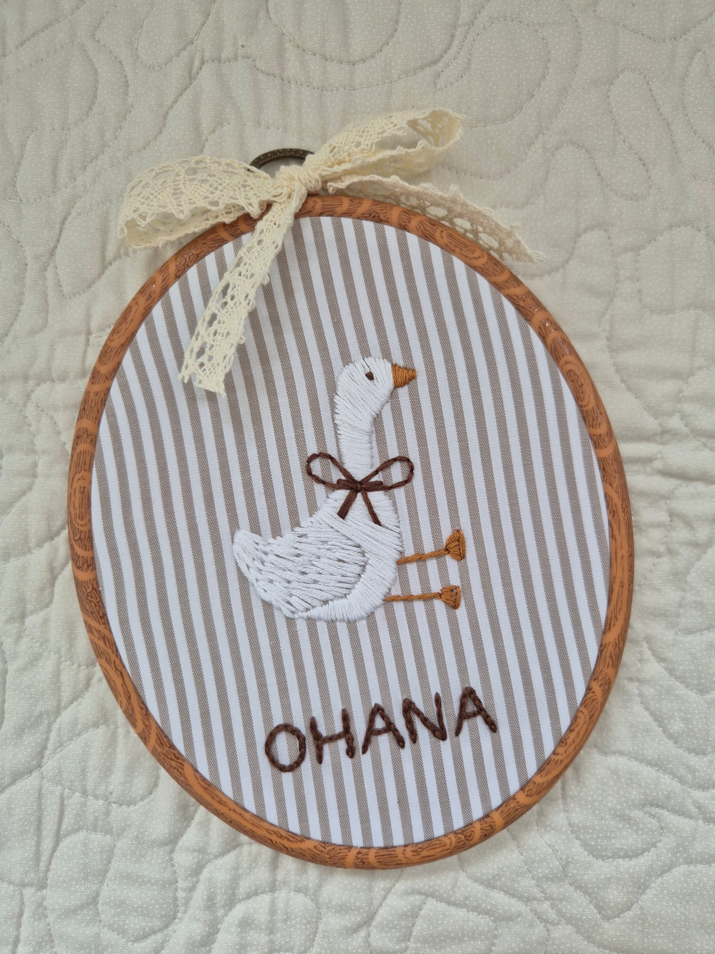 Personalised Embroidery Hoop with Goose