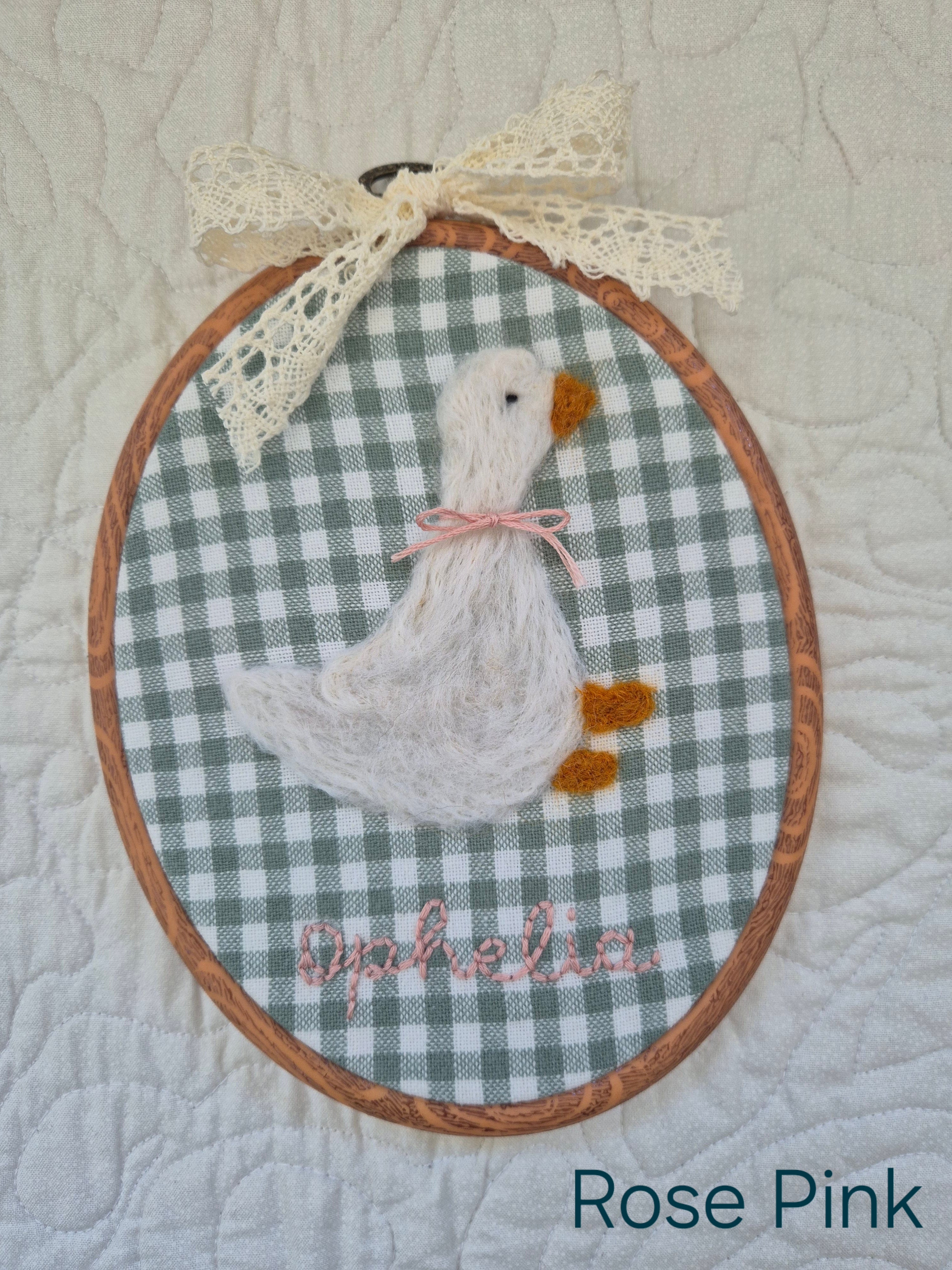 Felted Goose Embroidery Hoop.